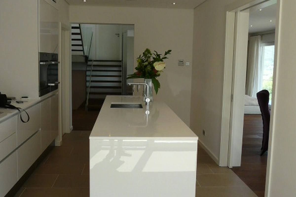 Architect Mallorca kitchen island modern white, Port Andratx 1